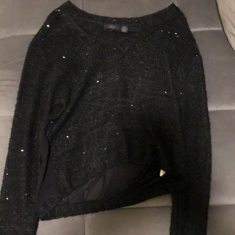 Black sparkly sweater mesh back